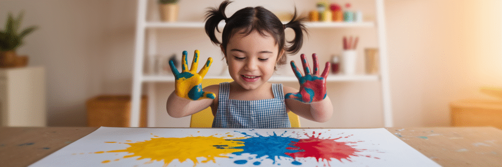 Young girl enjoying art class